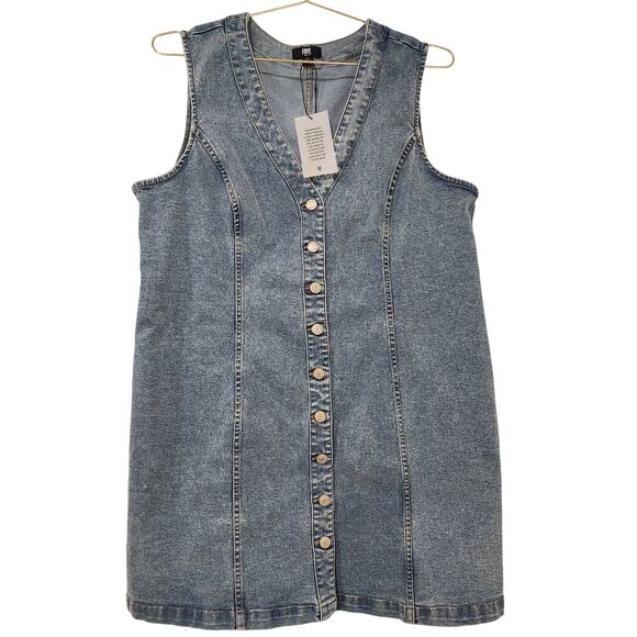 Frye button front blue denim mini dress size XL - Picture 4 of 7